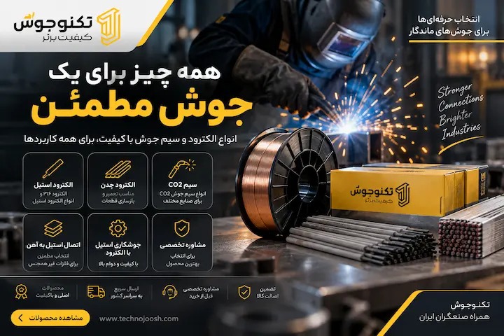 انتخاب صحیح الکترود و سیم جوش؛ از جوشکاری استیل تا اتصال فلزات غیرهمجنس 1 راهنمای انتخاب الکترود و سیم جوش برای جوشکاری استیل و فلزات مختلف